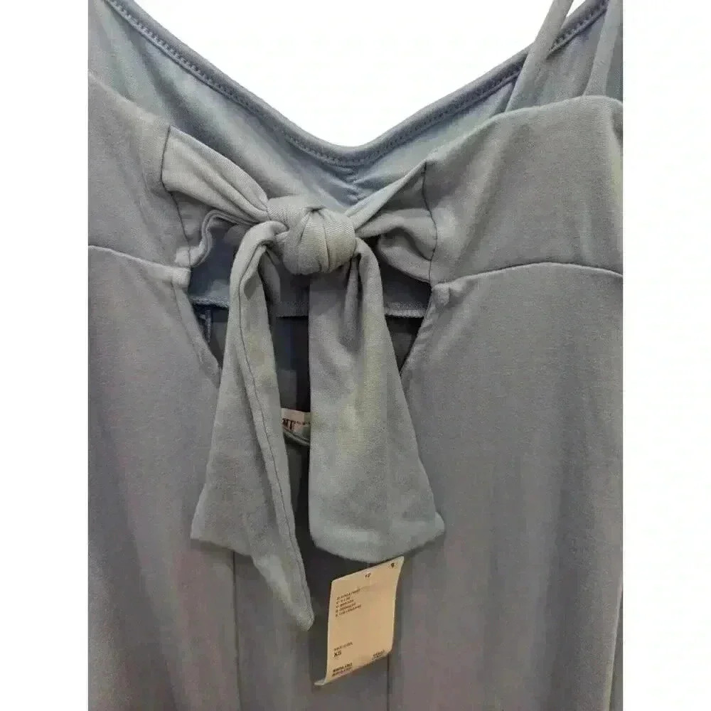 NWT Urban Outfitters Womens Midi V Neck Adjustable Strap Slit Tank Dress Blue XS - Picture 4 of 10